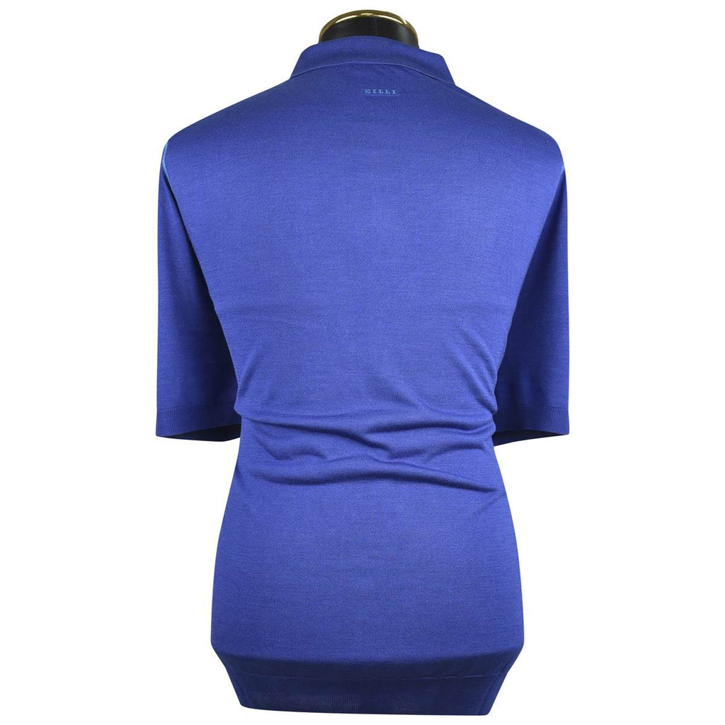 ZILLI Blue Silk Bamboo Polo Half Button