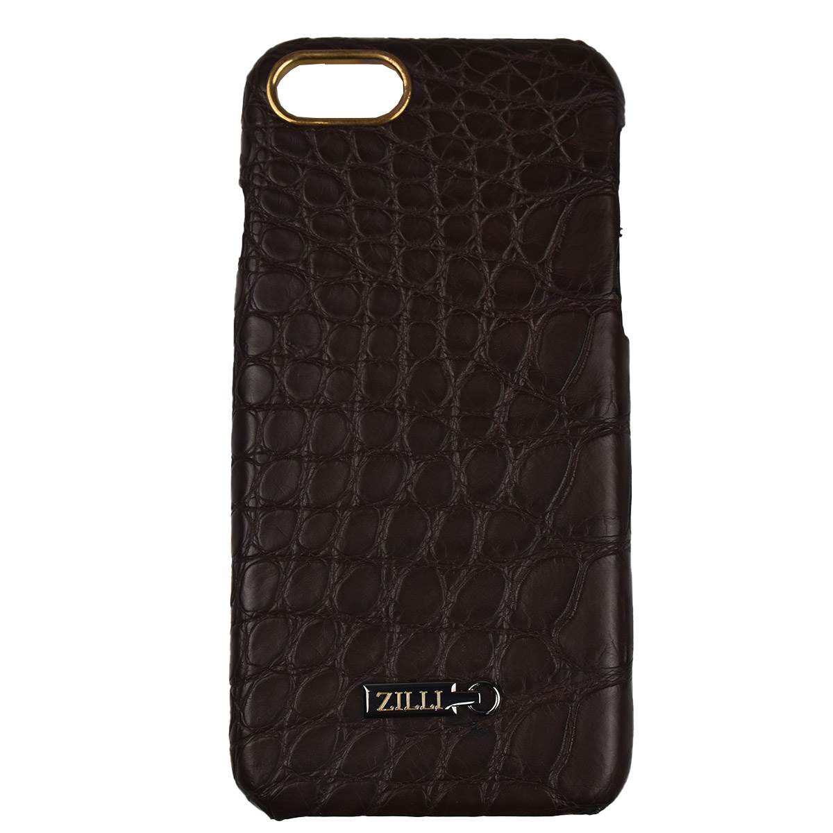 Zilli Zilli Brown Leather Crocodile iPhone 7 Cover Brown 000