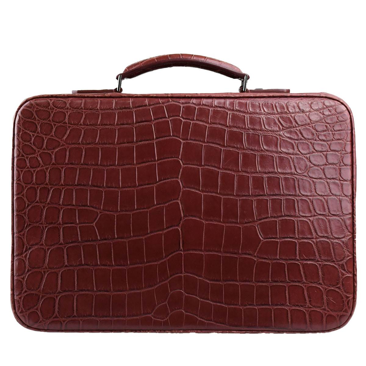Zilli Burgundy Leather Crocodile Briefcase