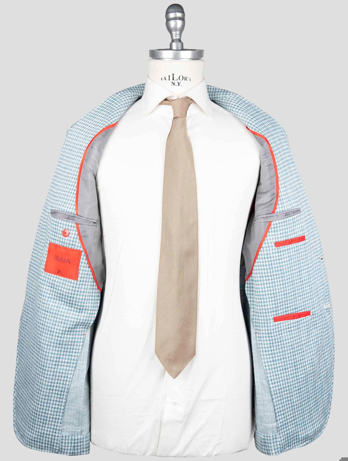 Isaia Light Blue Wool Silk Linen Blazer