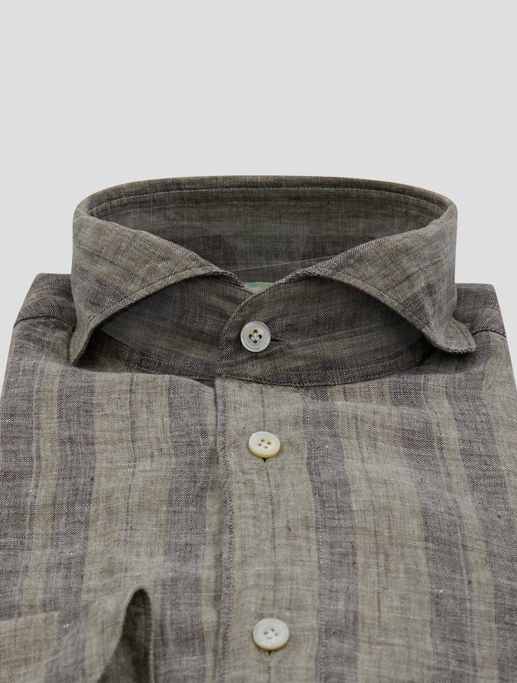 Finamore 1925 Brown Gray Linen Shirt Bali