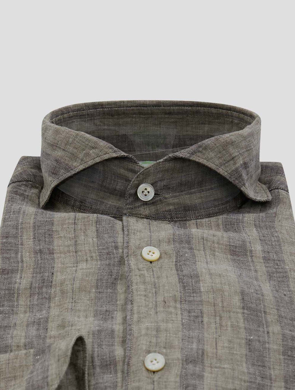 Finamore 1925 Brown Gray Linen Shirt Bali