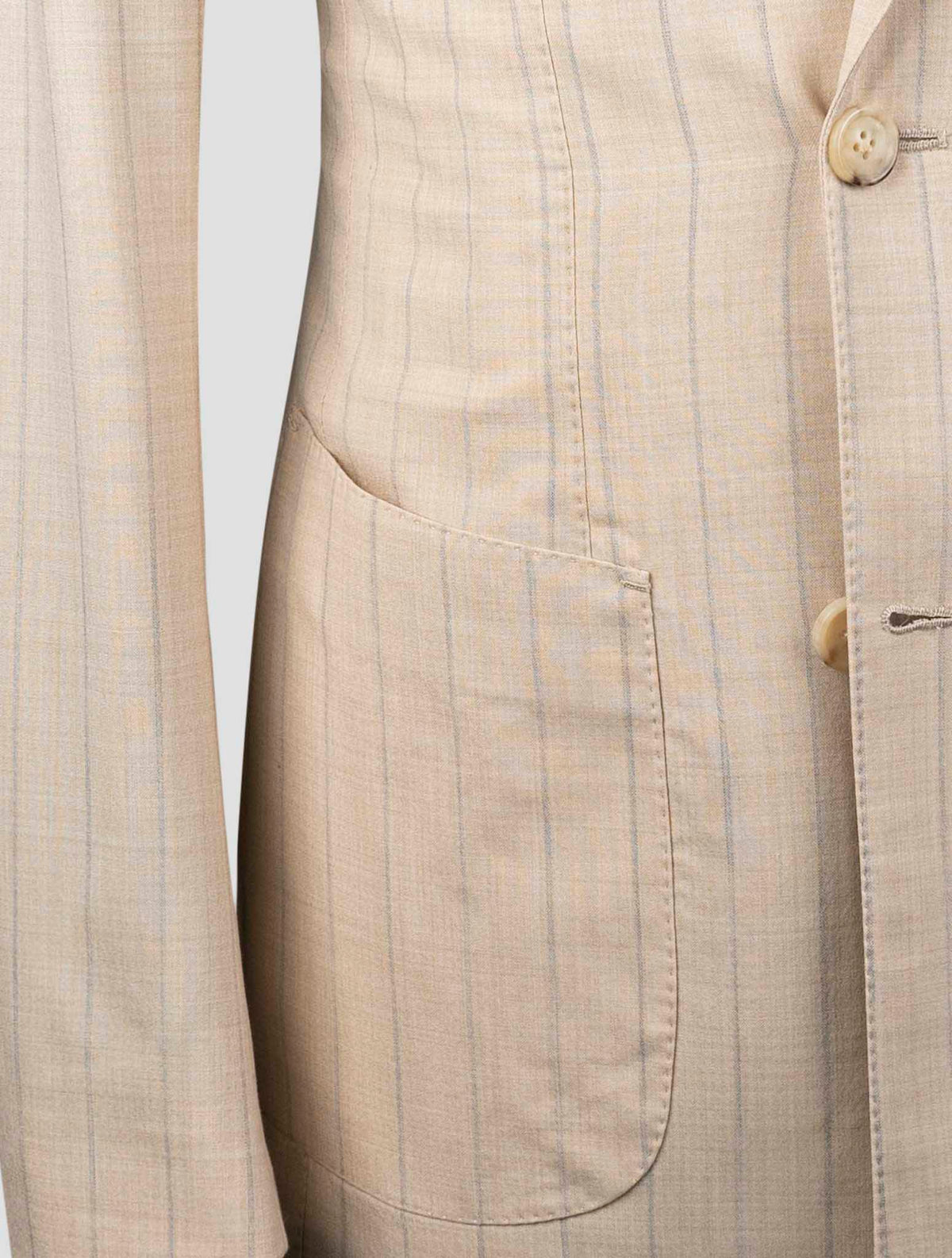 Luigi Borrelli Beige Virgin Wool Silk Suit