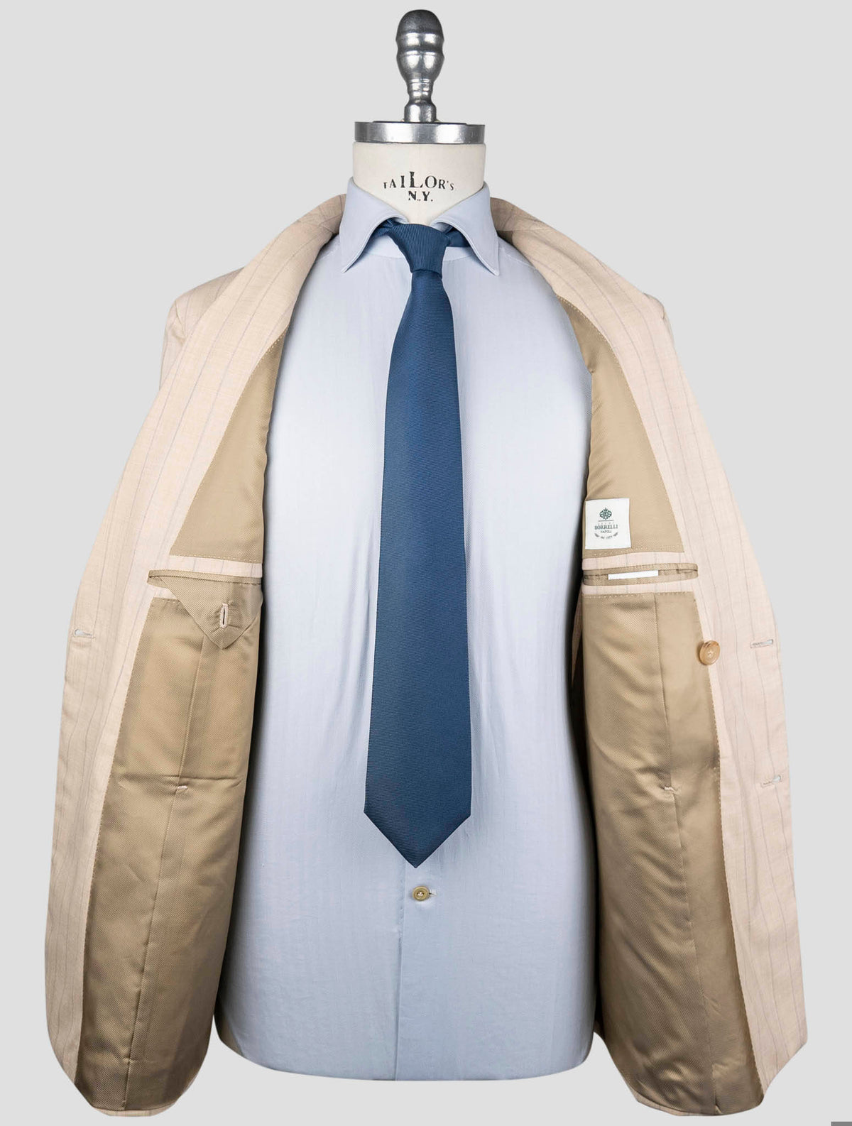 Luigi Borrelli Beige Virgin Wool Silk Suit