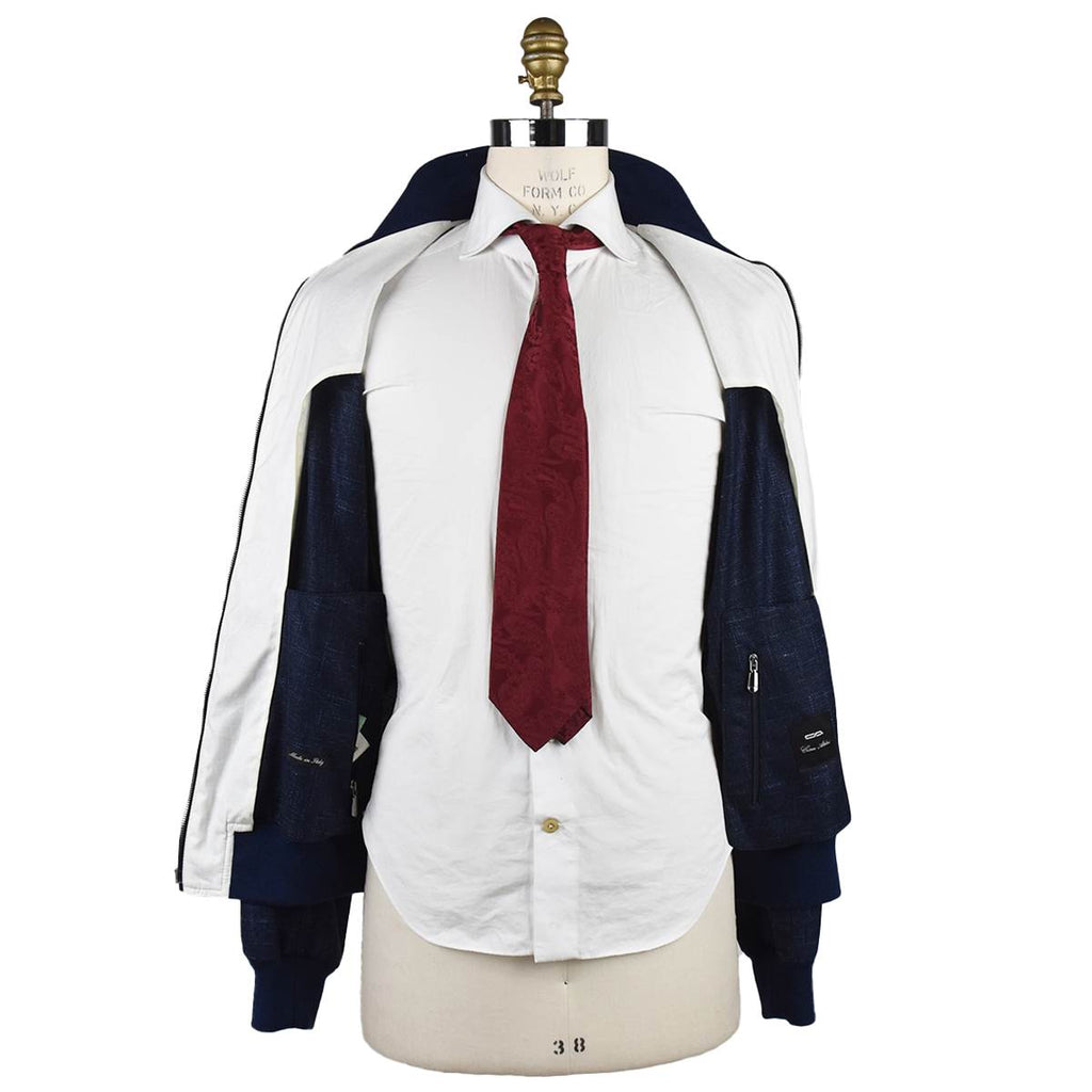 Cesare Attolini Blue Wool Silk Linen Coat