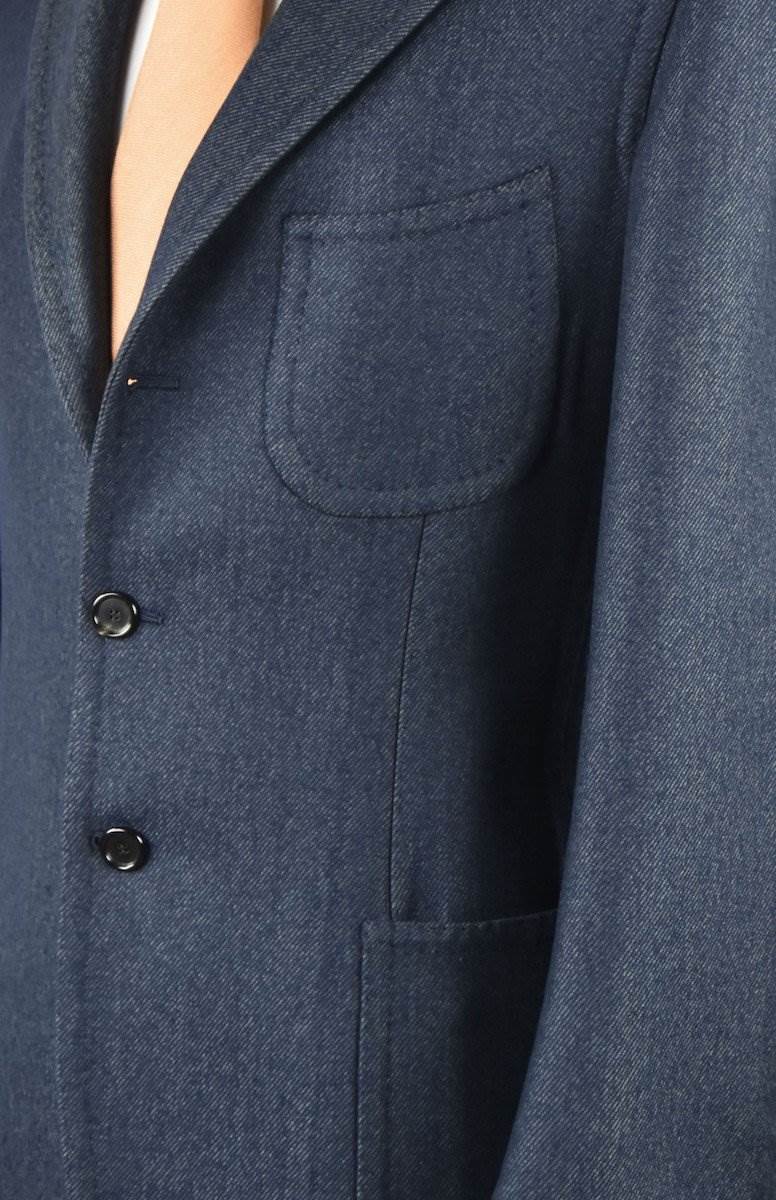 Cesare Attolini Blue Wool Cotton Cahmere Blazer