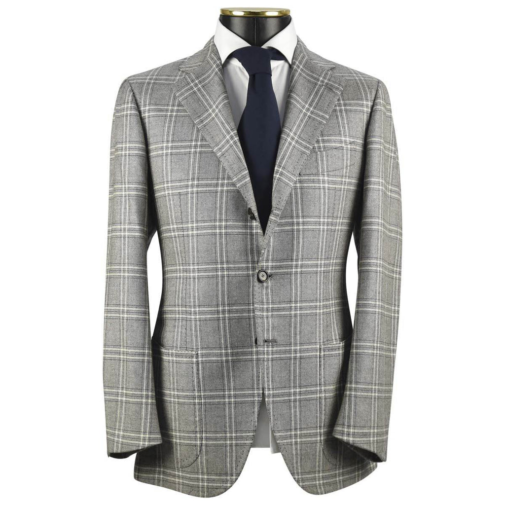 Cesare Attolini CESARE ATTOLINI Beige Black Wool 140's Silk Blazer Beige/Black 000