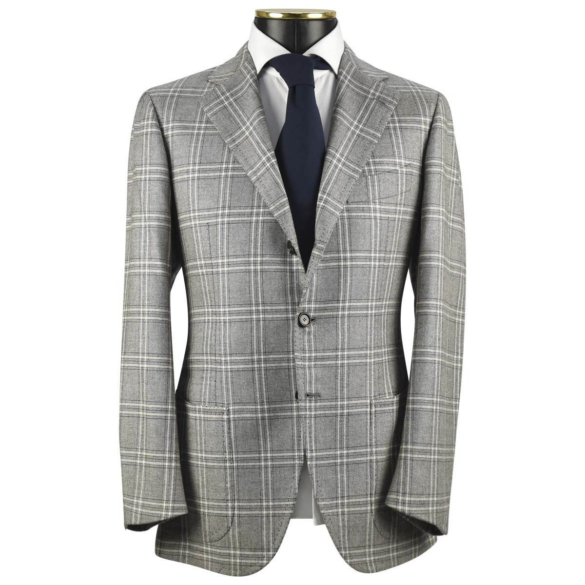 Cesare Attolini CESARE ATTOLINI Beige Black Wool 140's Silk Blazer Beige/Black 000