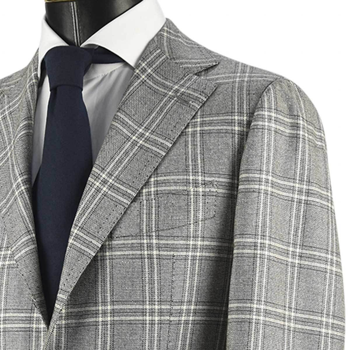 CESARE ATTOLINI Beige Black Wool 140's Silk Blazer