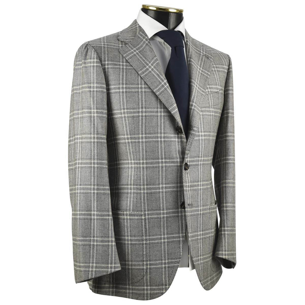 CESARE ATTOLINI Beige Black Wool 140's Silk Blazer
