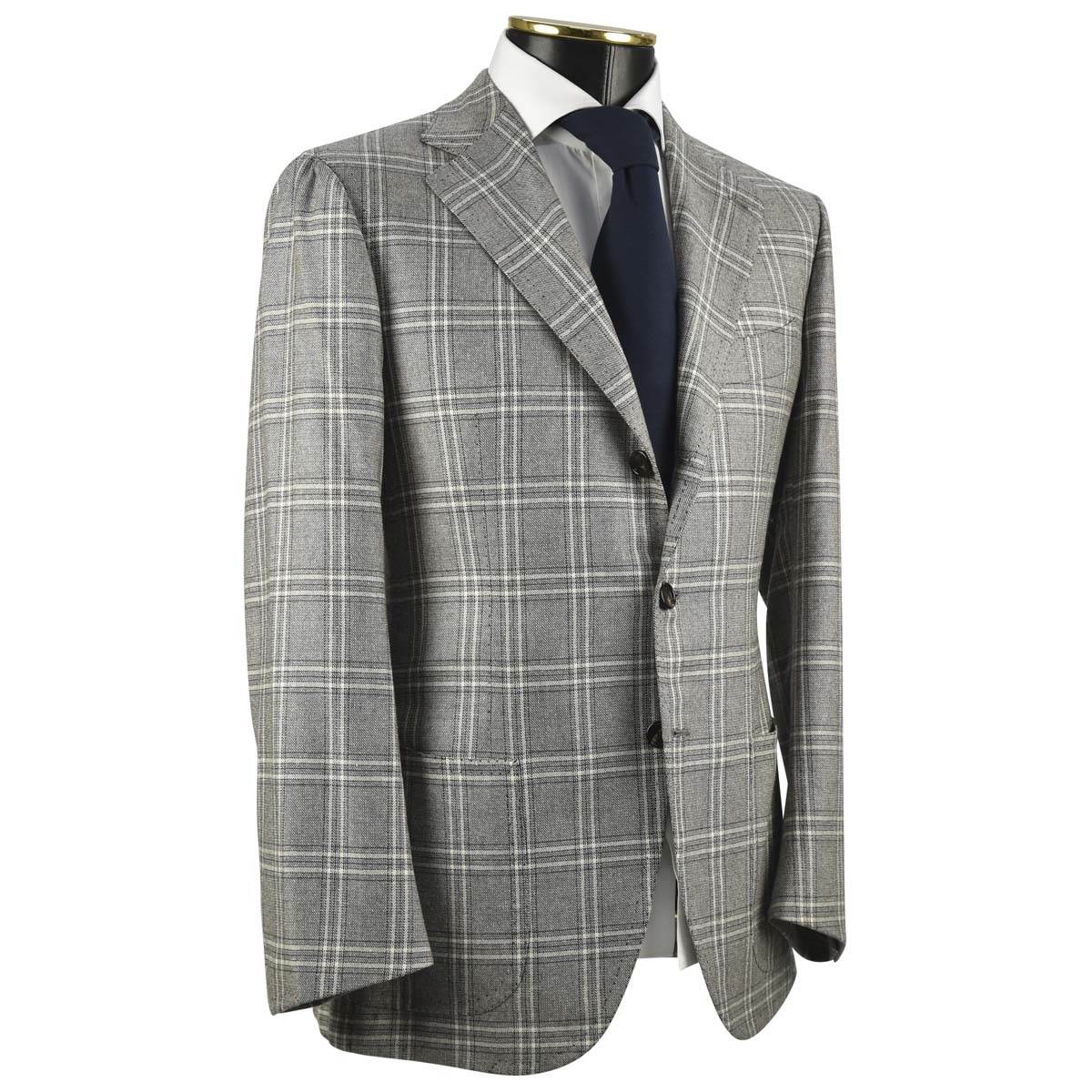 CESARE ATTOLINI Beige Black Wool 140's Silk Blazer