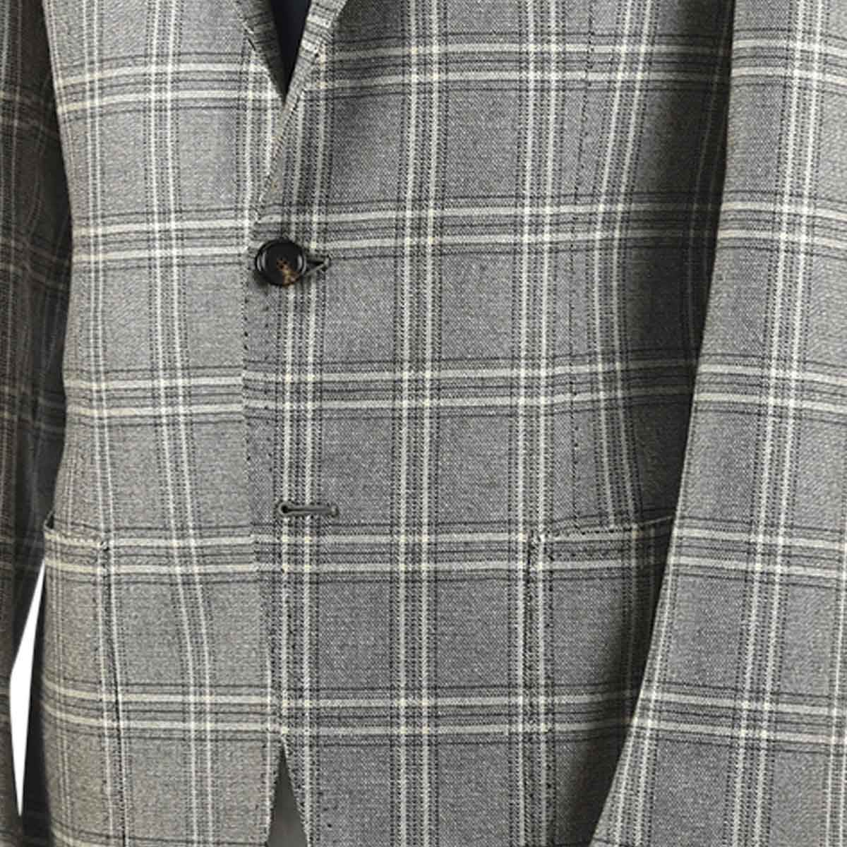 CESARE ATTOLINI Beige Black Wool 140's Silk Blazer