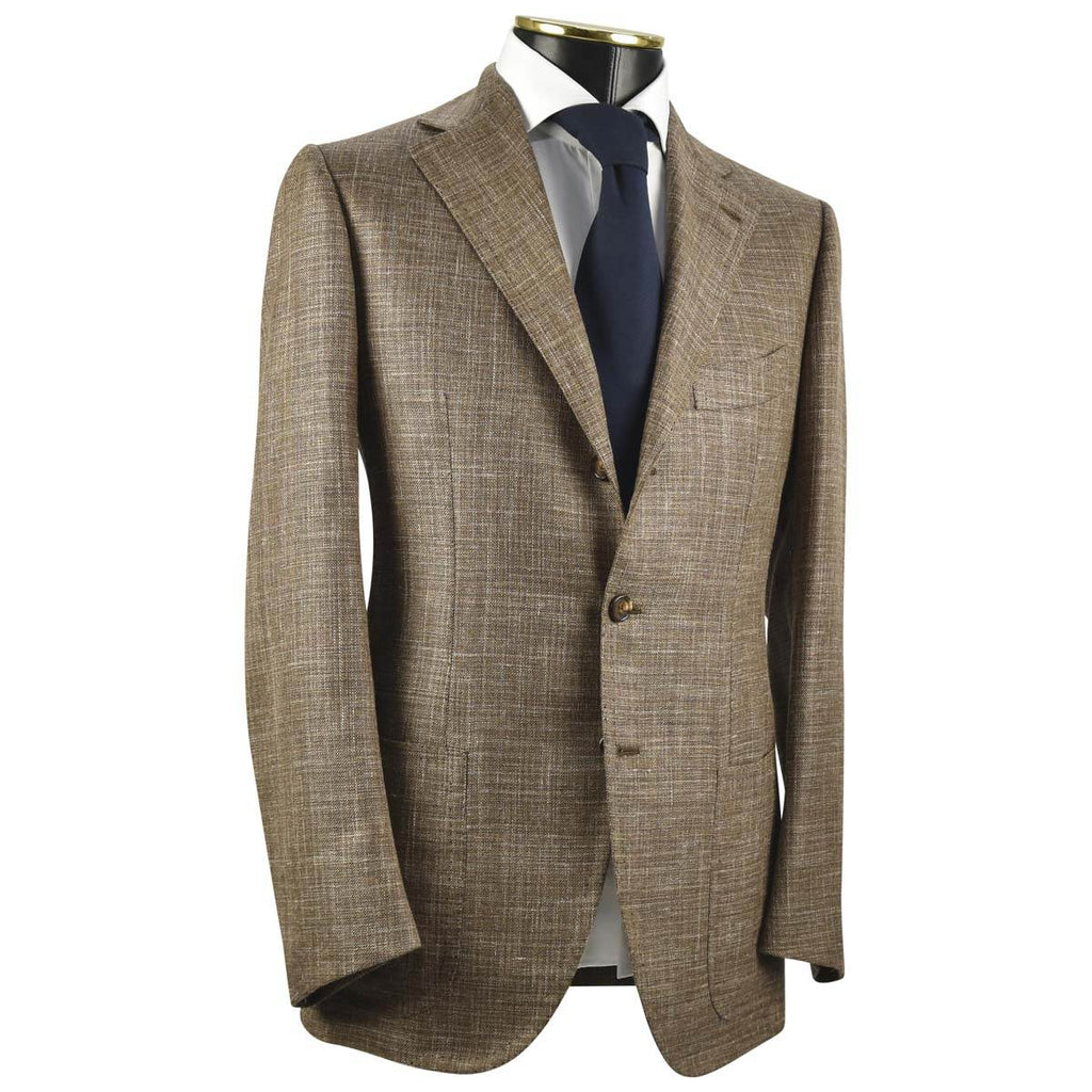 Cesare Attolini CESARE ATTOLINI Brown Wool Silk Linen Blazer Brown 001
