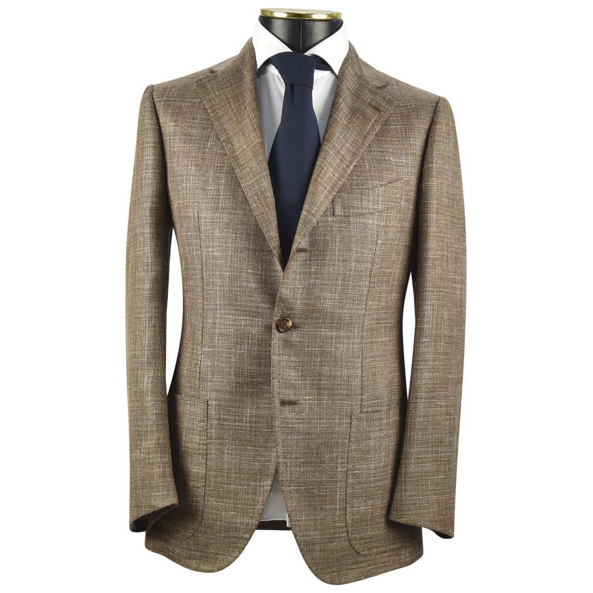 CESARE ATTOLINI Brown Wool Silk Linen Blazer