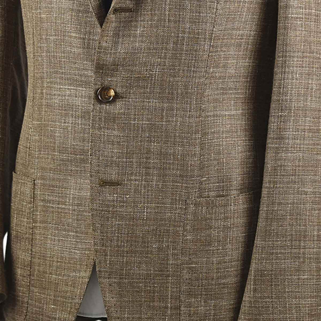 CESARE ATTOLINI Brown Wool Silk Linen Blazer