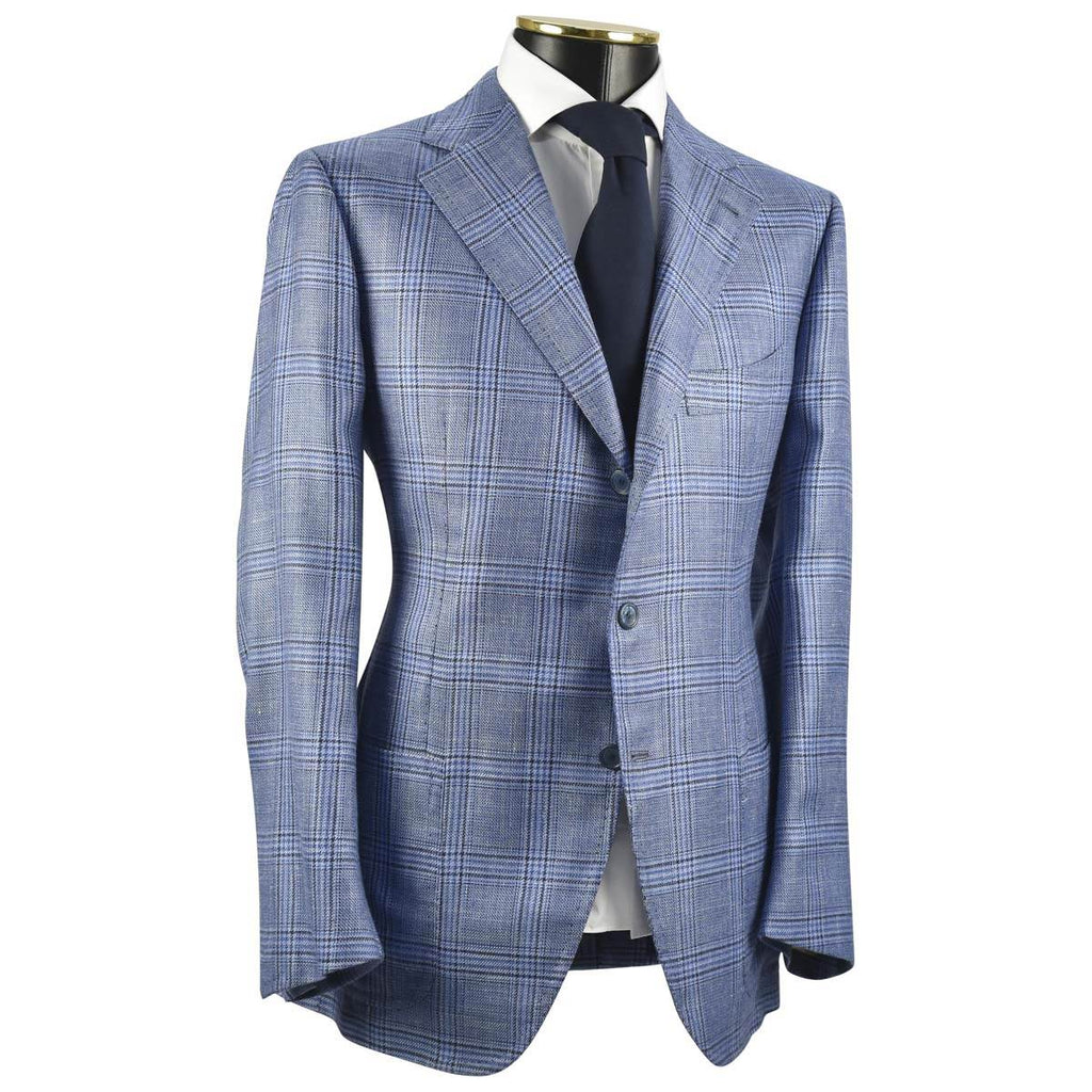 CESARE ATTOLINI Blue Cashmere Silk Linen Blazer