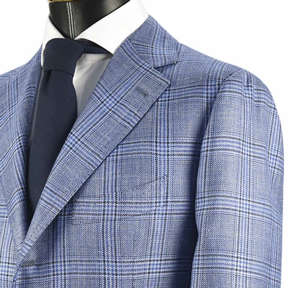 CESARE ATTOLINI Blue Cashmere Silk Linen Blazer