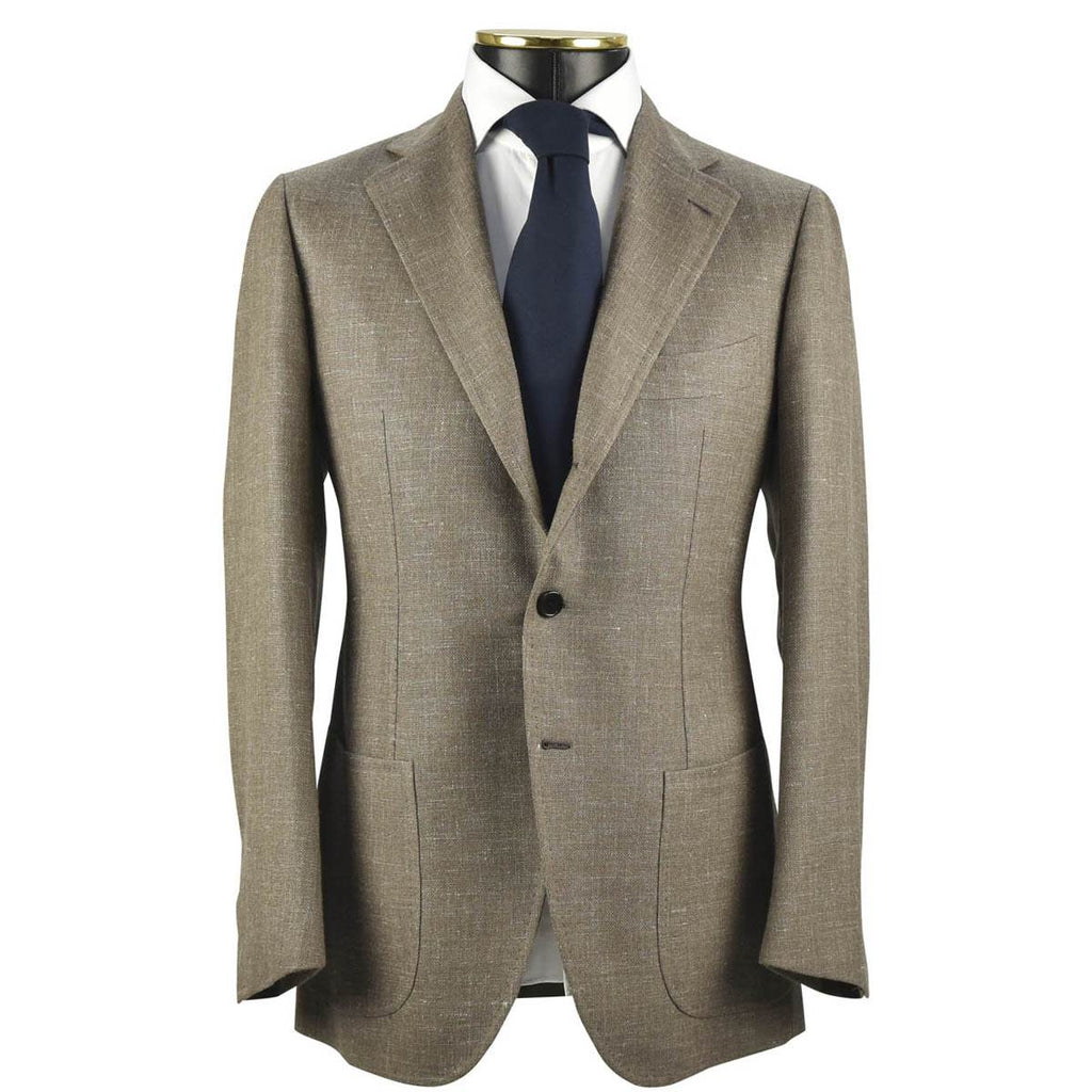 CESARE ATTOLINI Brown Wool Silk Linen Blazer