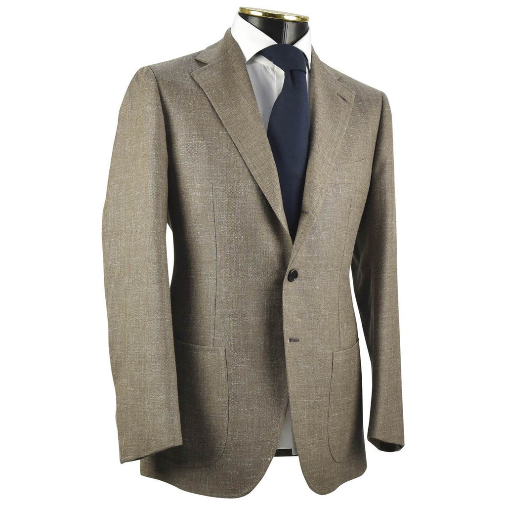 CESARE ATTOLINI Brown Wool Silk Linen Blazer