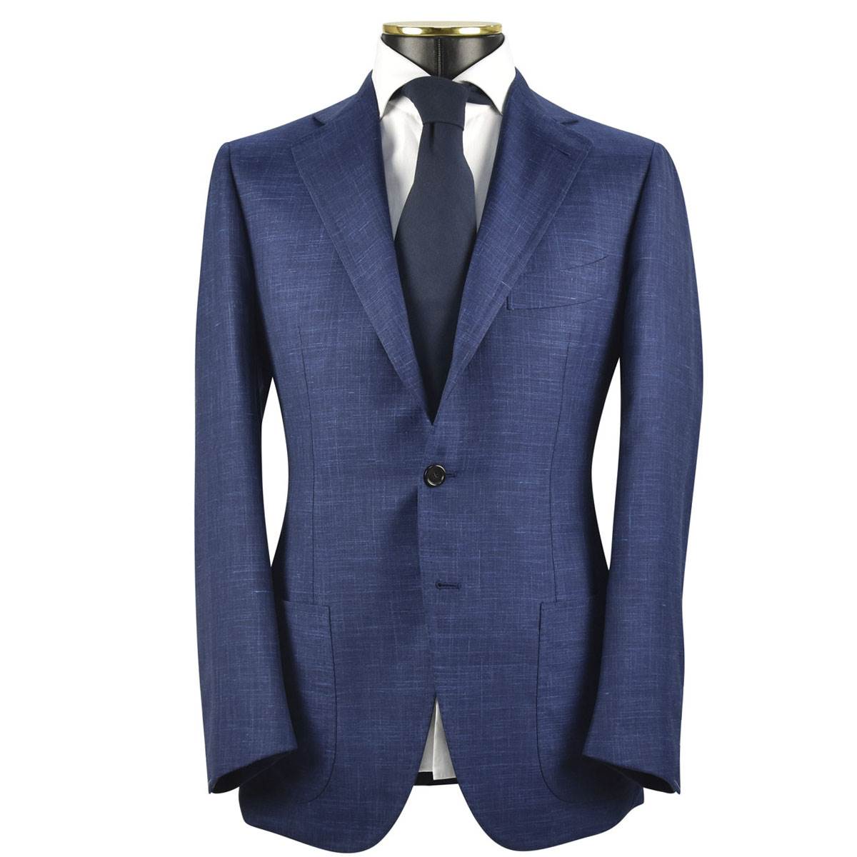 CESARE ATTOLINI Blue Wool Silk Linen Blazer