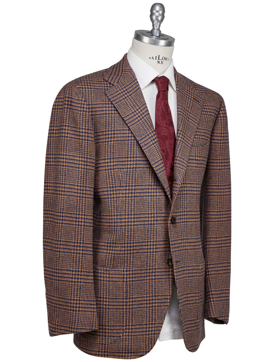 Cesare Attolini Brown Blue Lambswool Blazer
