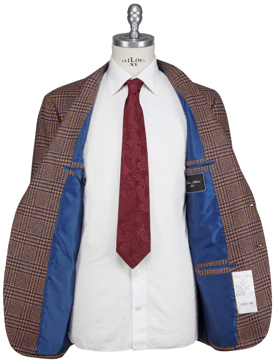 Cesare Attolini Brown Blue Lambswool Blazer