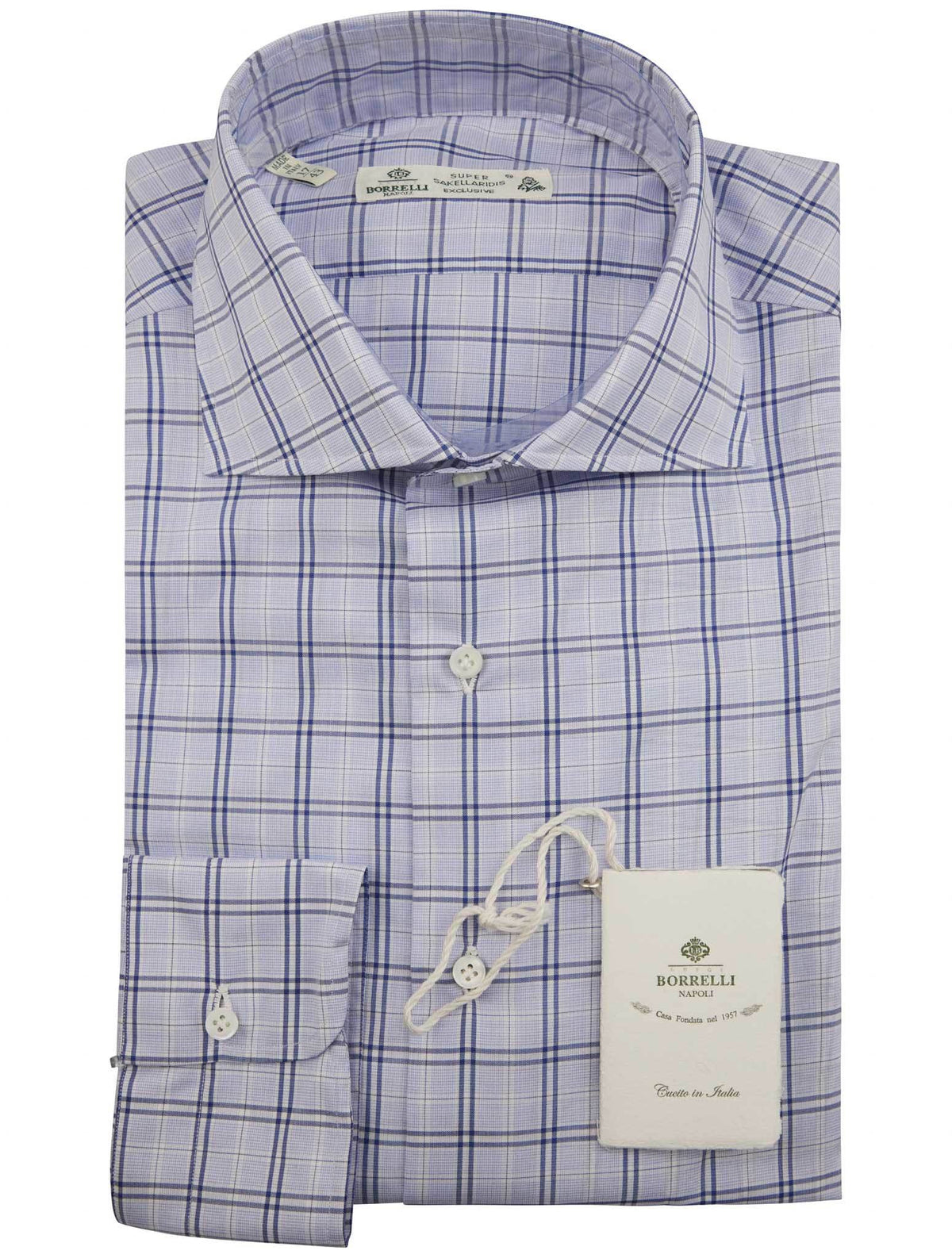 Luigi Borrelli Blue White Cotton Shirt
