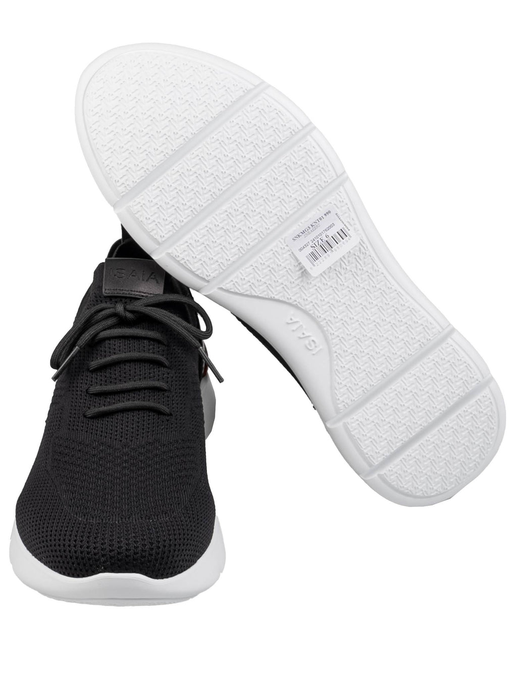 Isaia Black Cotton Sneakers Shoes