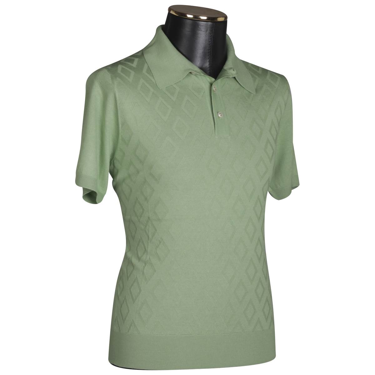 CESARE ATTOLINI Green Wool Silk Polo