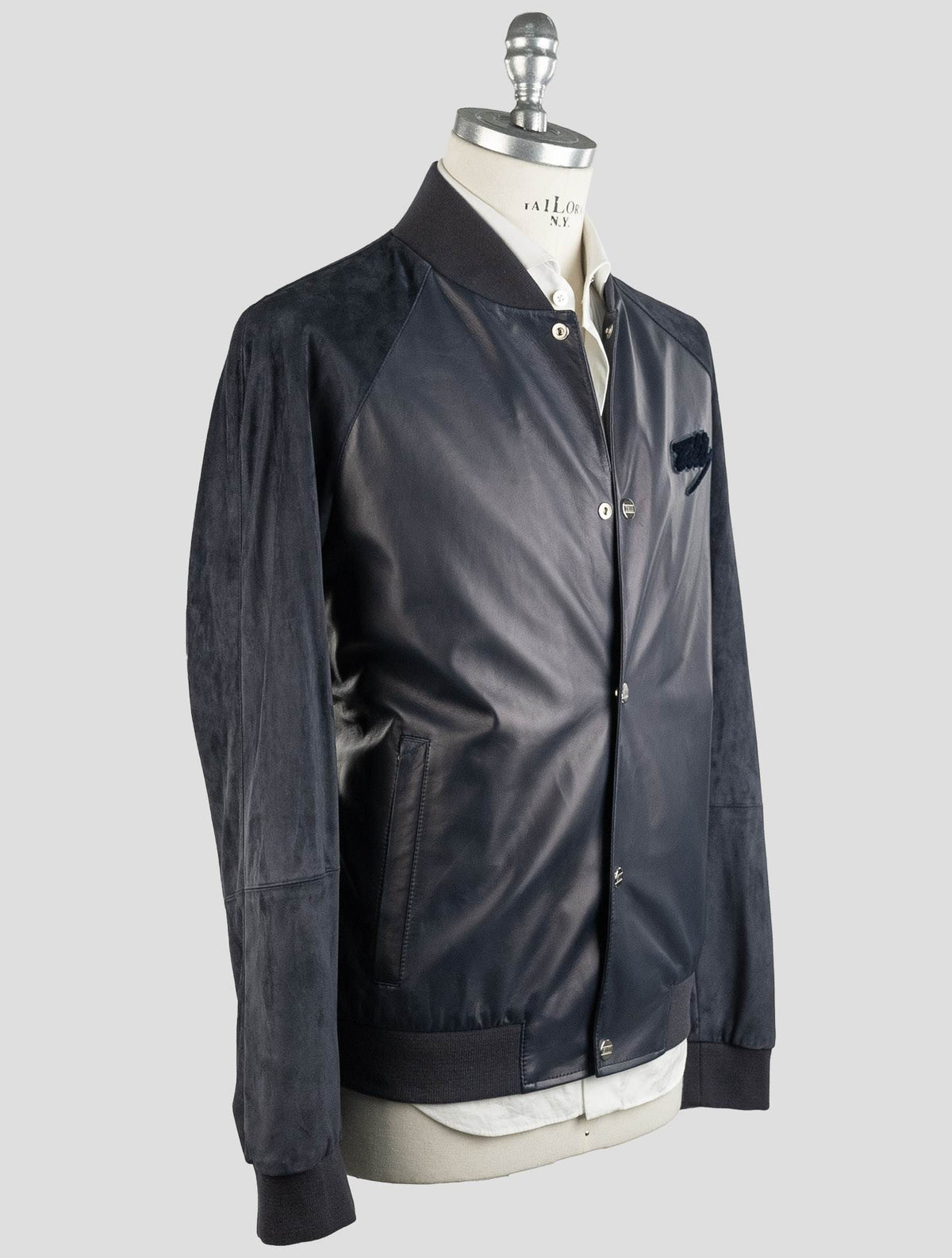Zilli Zilli Blue Leather Leather Suede Coat Blue 001
