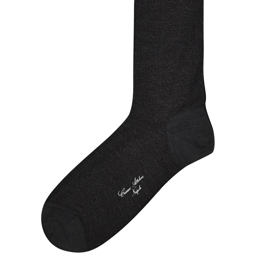 CESARE ATTOLINI Gray Brown Virgin Wool Socks