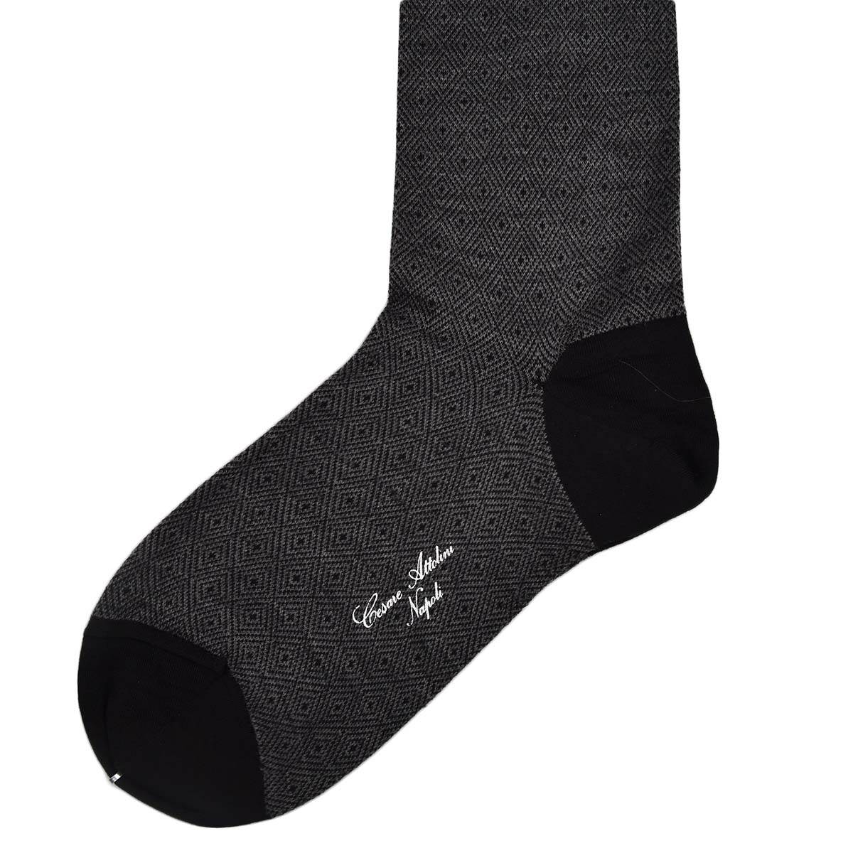 Cesare Attolini CESARE ATTOLINI Gray Black Virgin Wool Socks Gray/Black 000