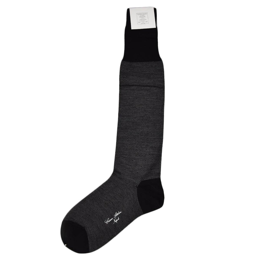 CESARE ATTOLINI Gray Black Virgin Wool Socks