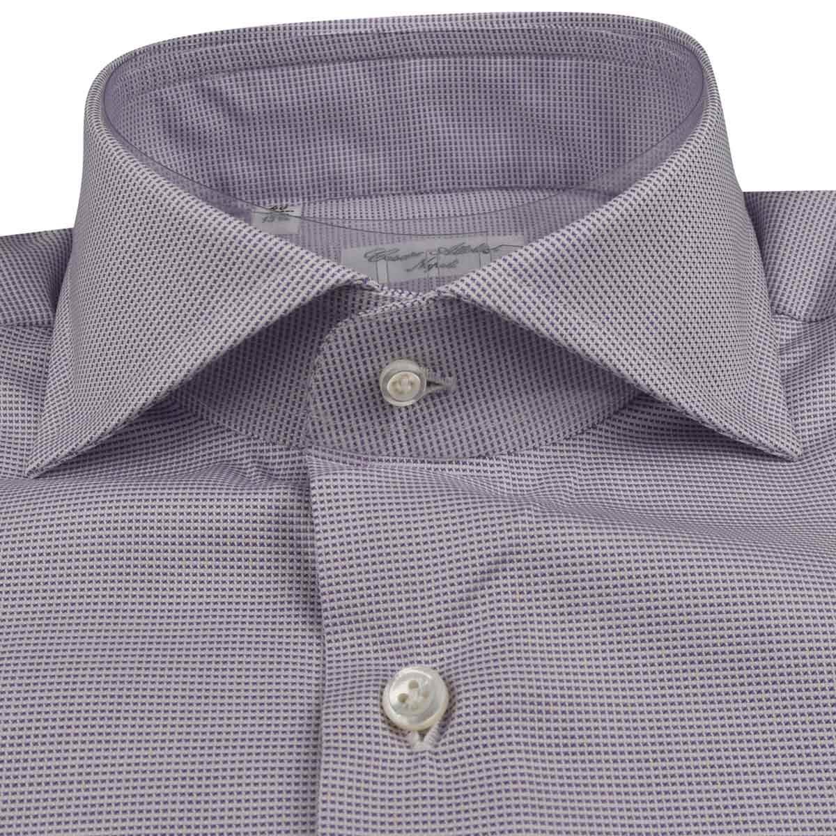 CESARE ATTOLINI Violet White Cotton Shirt
