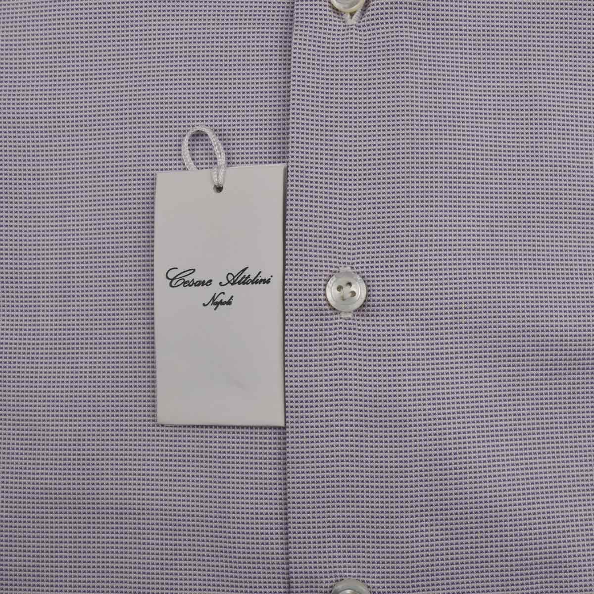 CESARE ATTOLINI Violet White Cotton Shirt