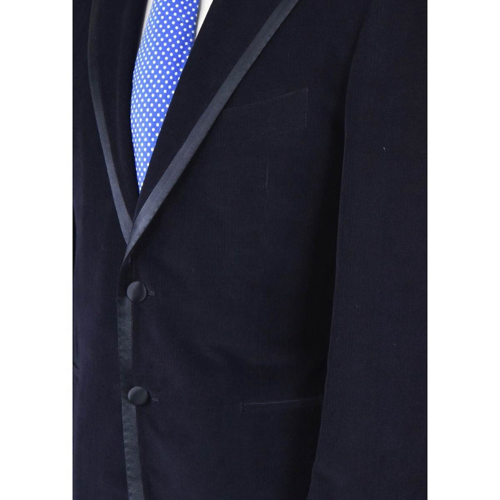CESARE ATTOLINI Blue Cotton Tuxedo Jacket