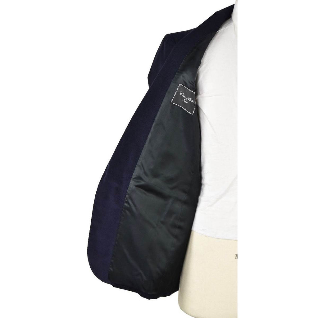 CESARE ATTOLINI Blue Cotton Tuxedo Jacket