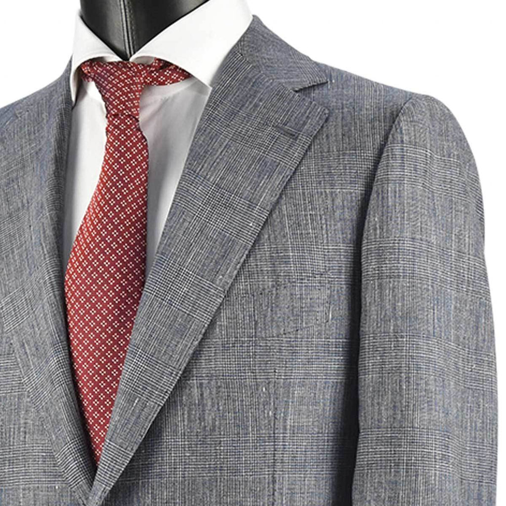 CESARE ATTOLINI Blue Linen Wool Suit