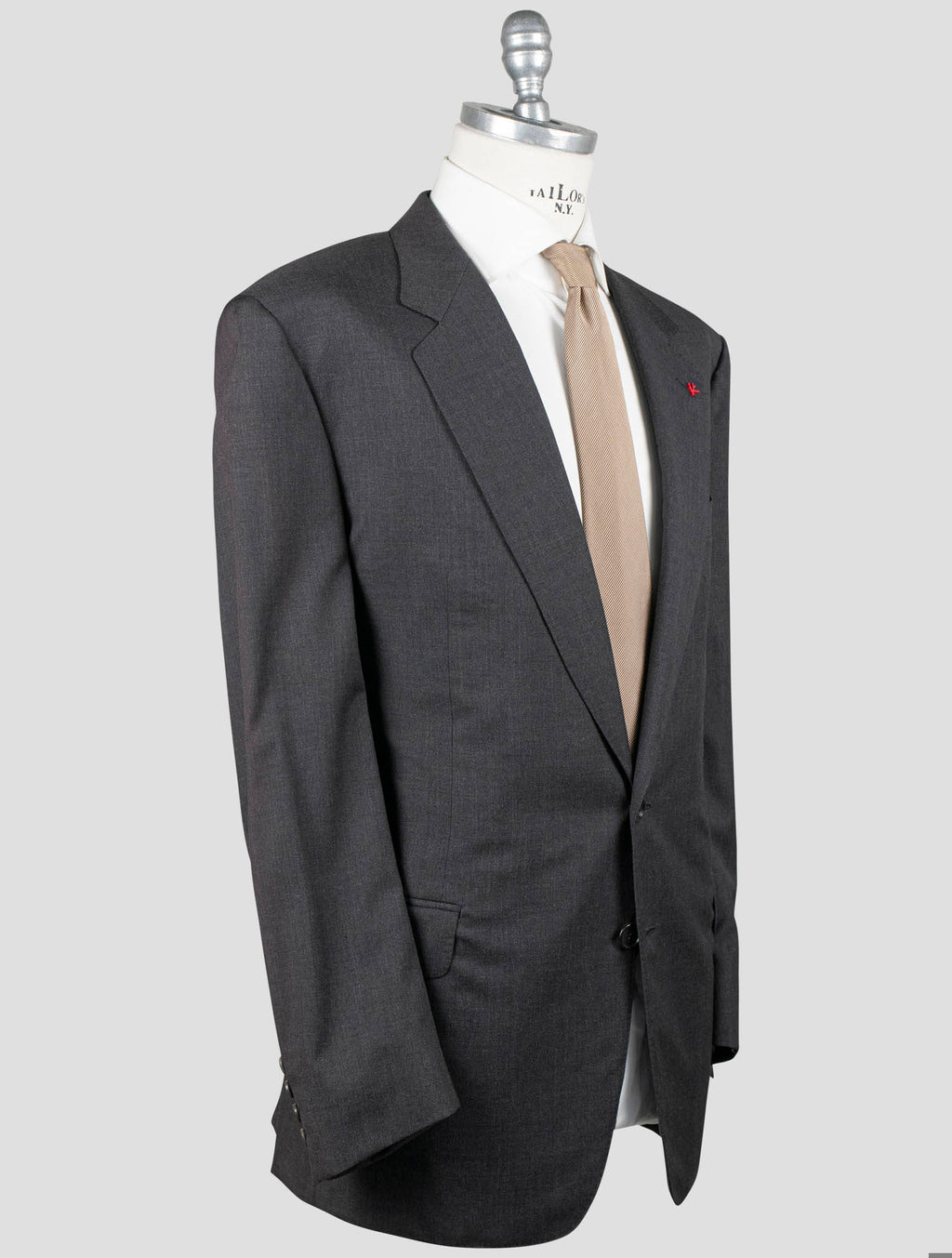 Isaia Isaia Gray Wool 130'S Suits Dark Gray 001