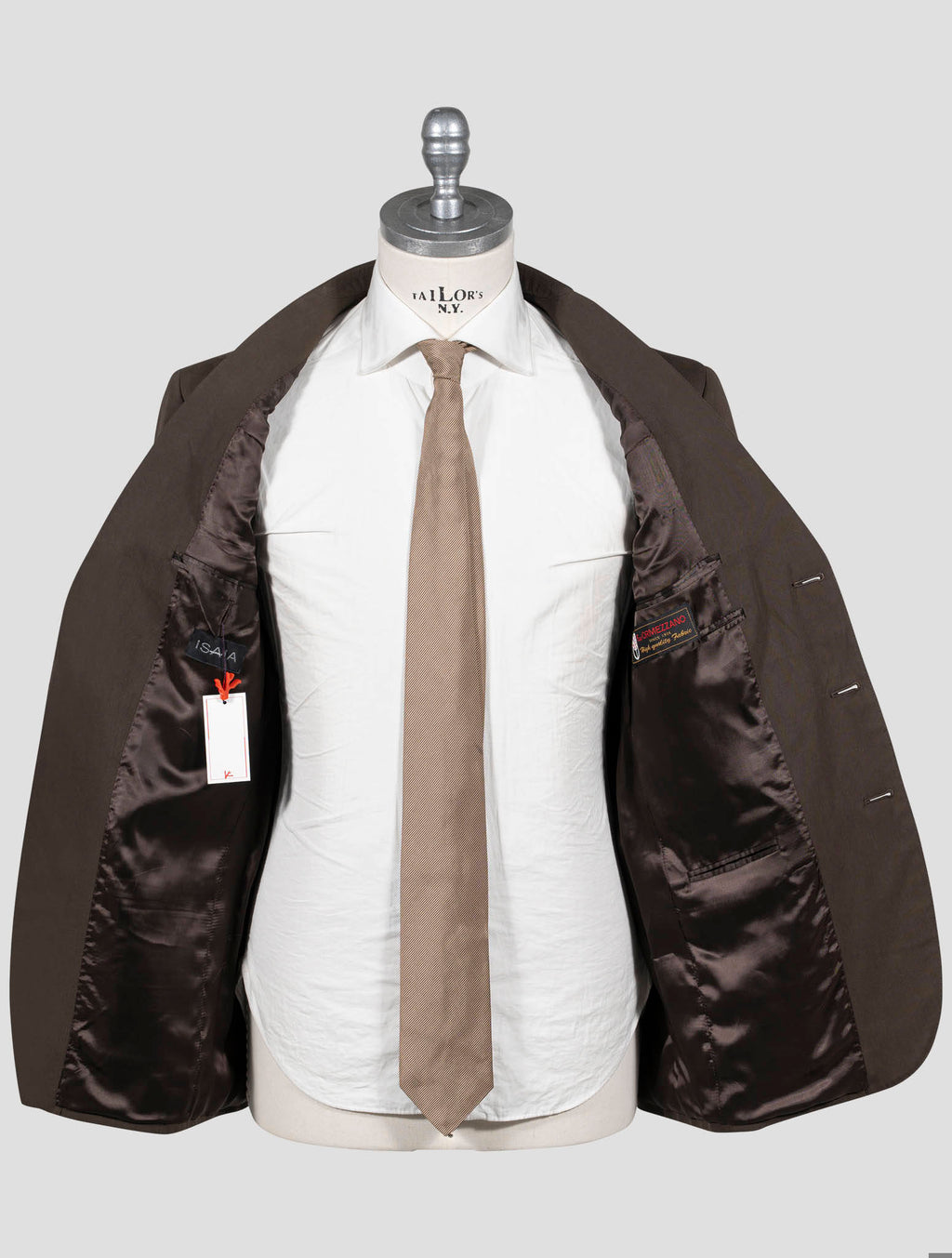 Isaia Brown Cotton Suit
