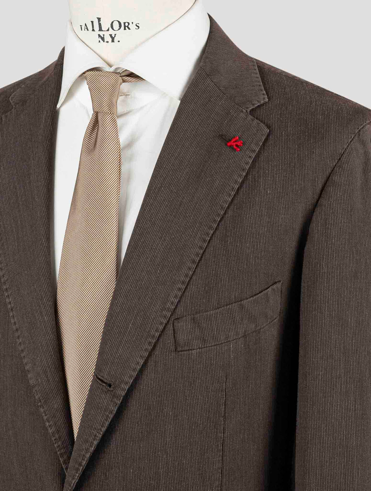 Isaia Brown Cotton Wool Suit
