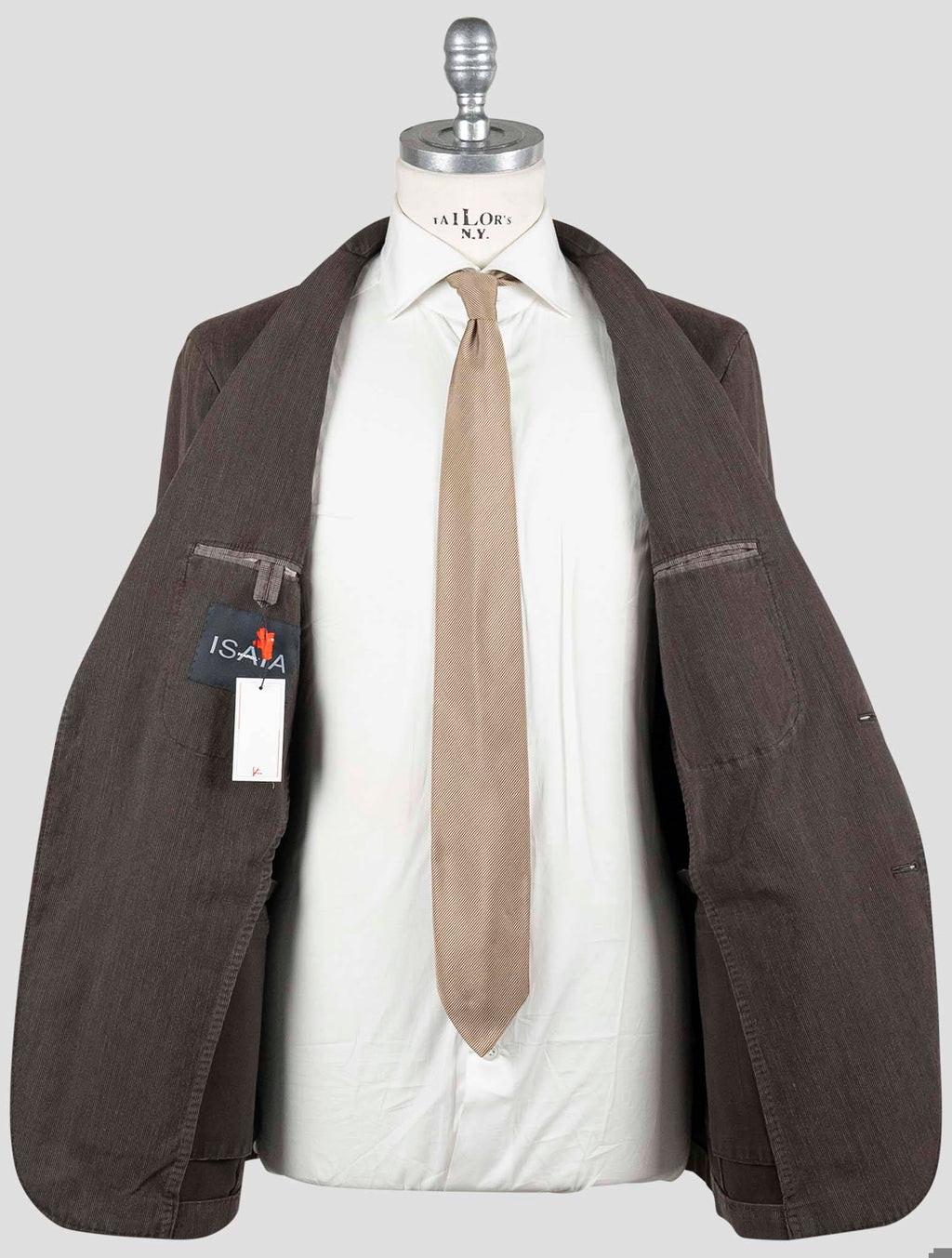 Isaia Brown Cotton Wool Suit