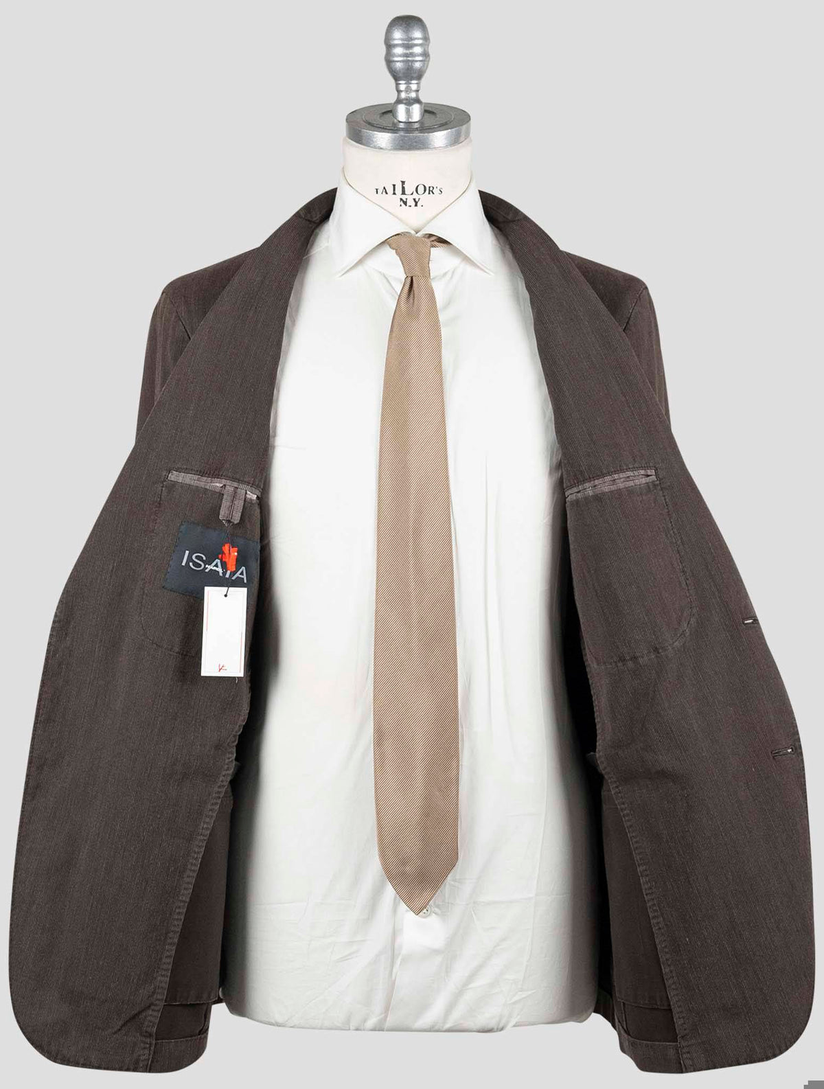 Isaia Brown Cotton Wool Suit