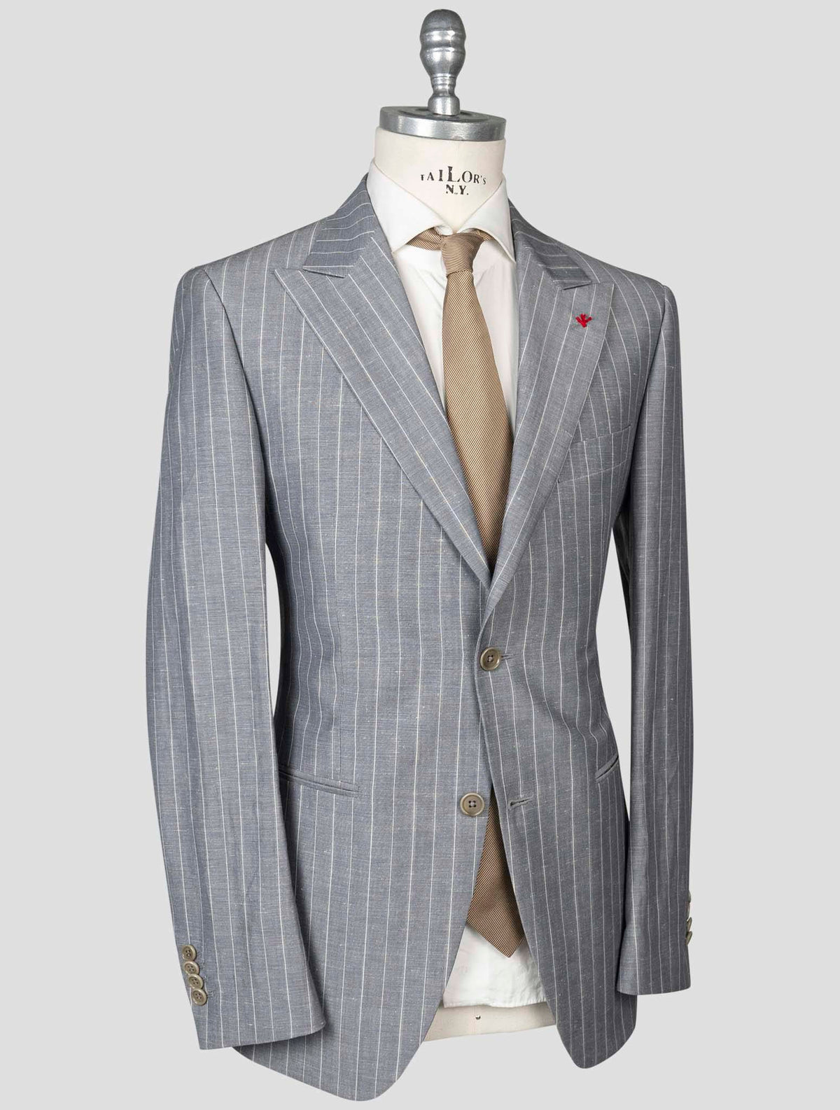 Isaia Isaia Gray Wool Linen Suit Gray 001