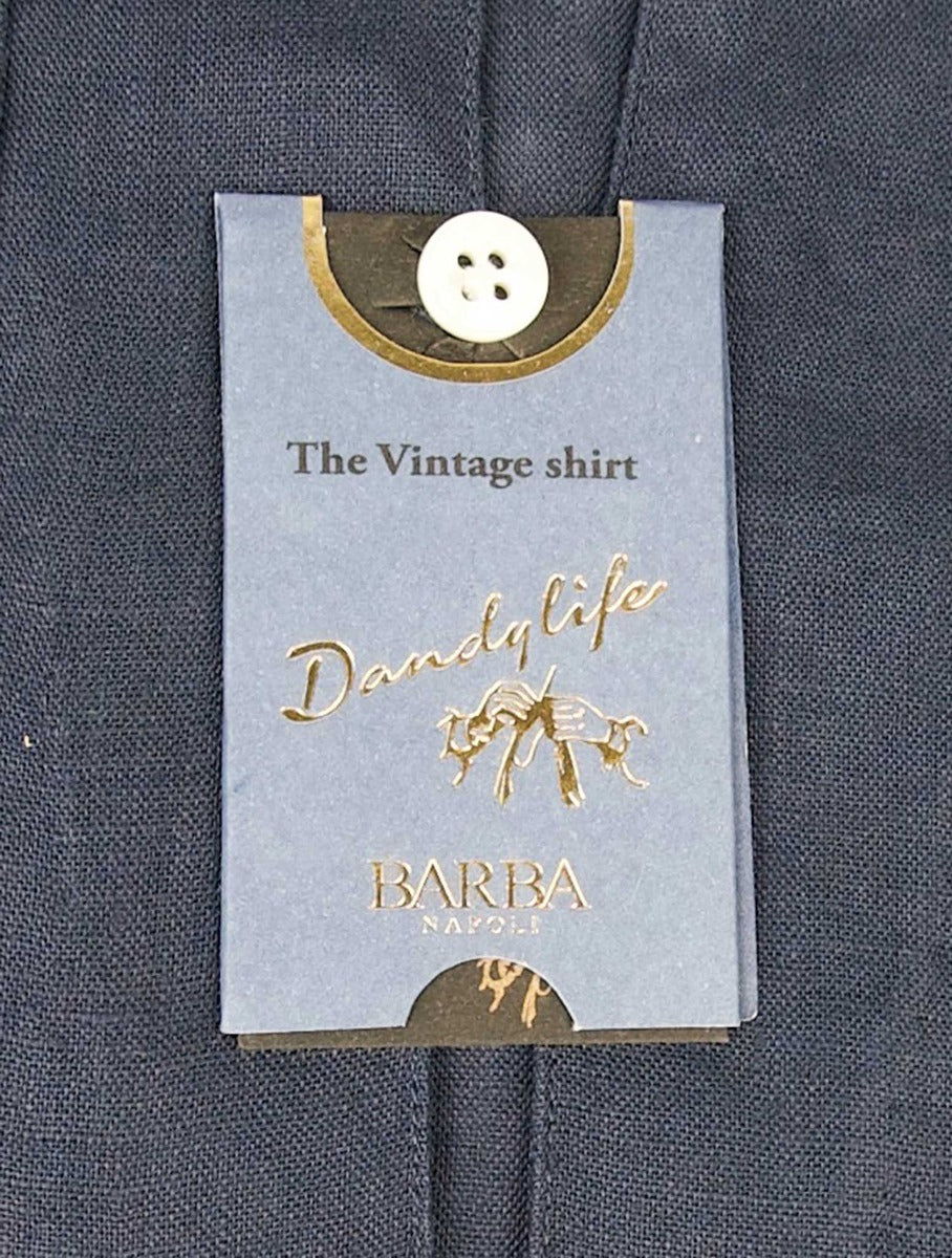 Barba Napoli Blue Linen Short Sleeve Polo Shirt