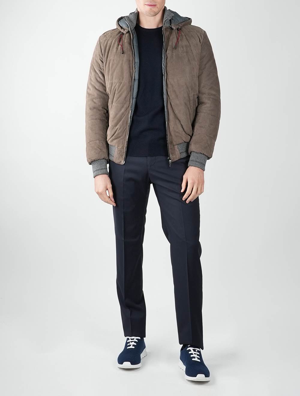 Barba Napoli Barba Brown Leather Suede Coat Brown 001