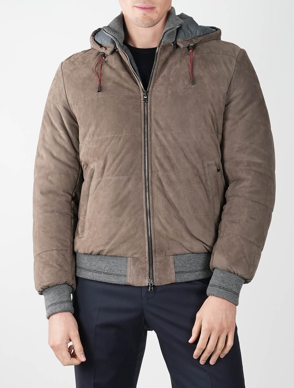 Barba Napoli Brown Leather Suede Coat
