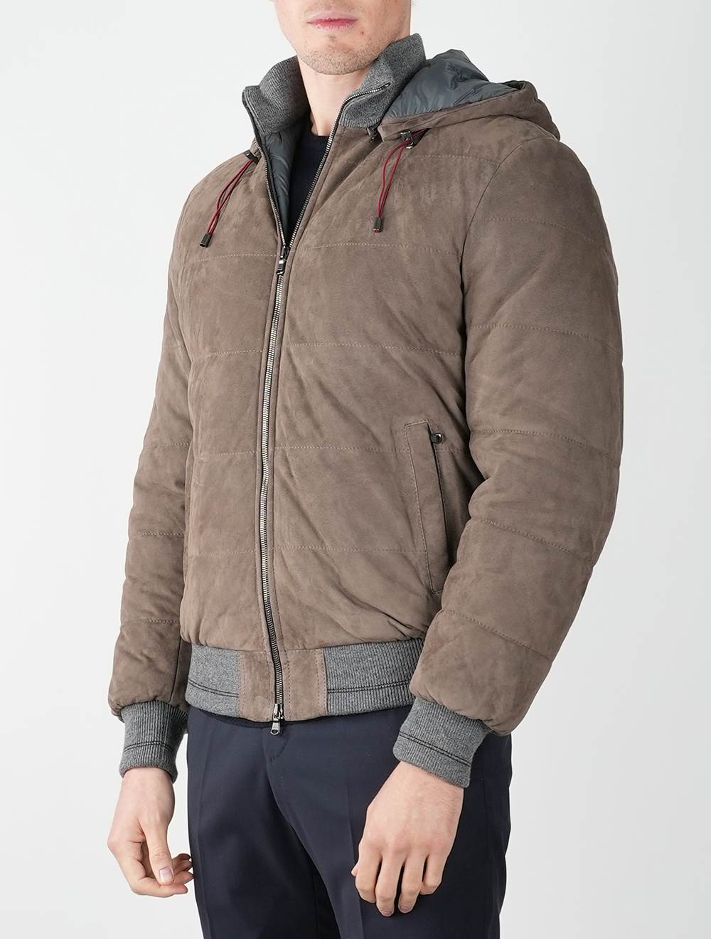 Barba Napoli Brown Leather Suede Coat