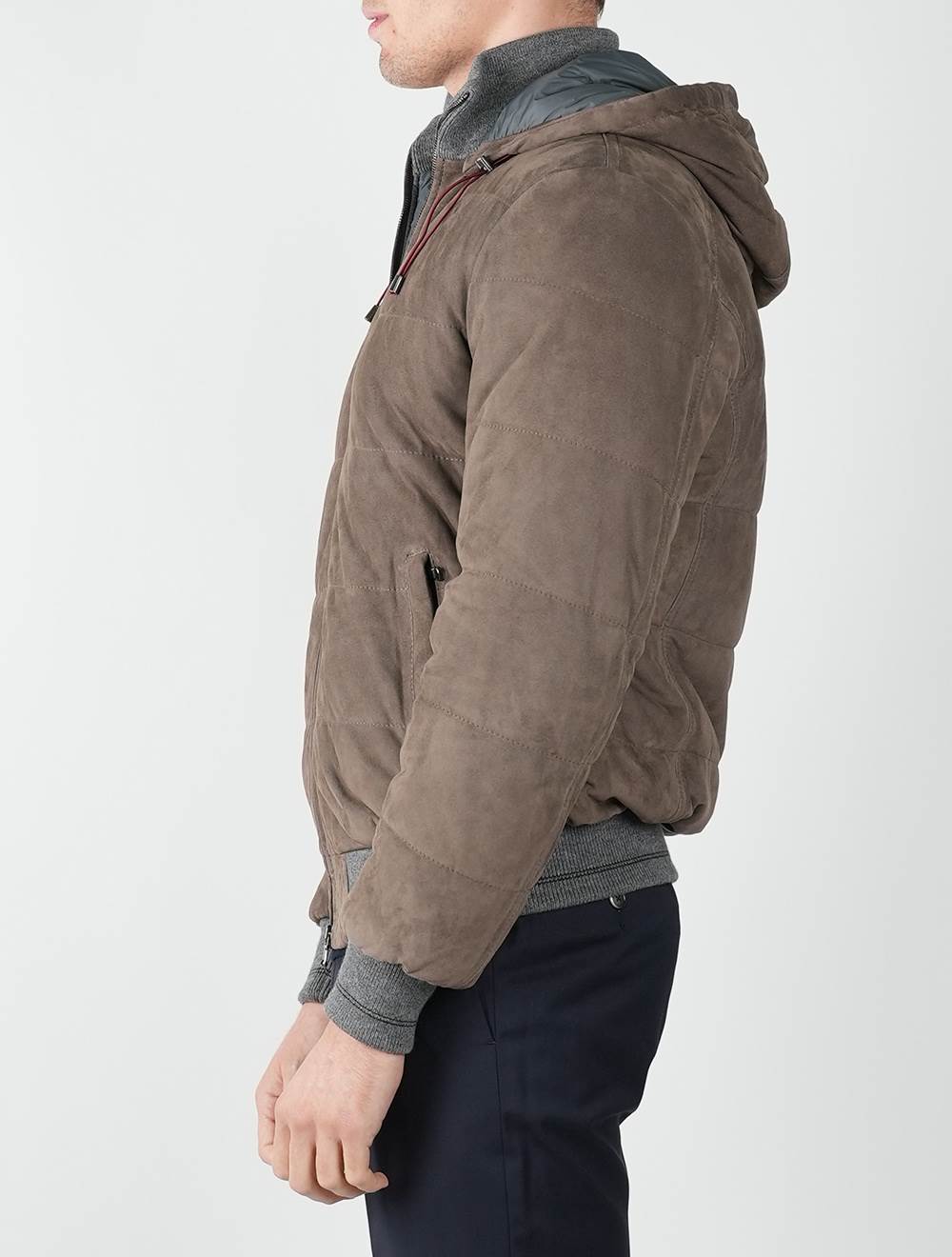 Barba Napoli Brown Leather Suede Coat