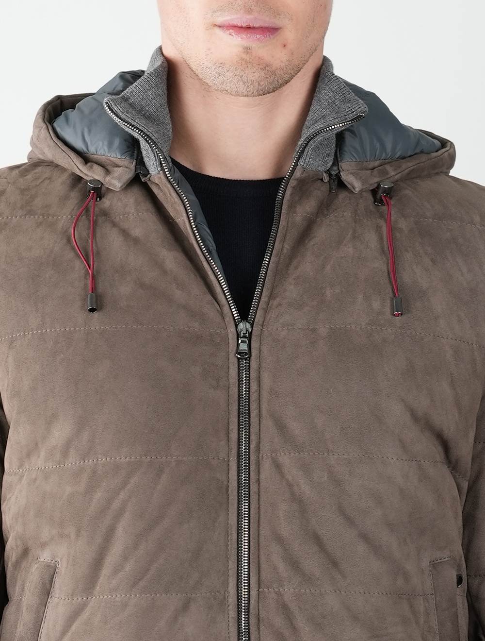 Barba Napoli Brown Leather Suede Coat